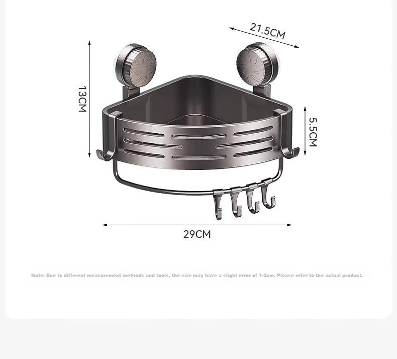 MUYA Bathroom Suction Cup Corner Shelf No-Drill Wall-Mounted Toilet Washbasin Storage Rack 10