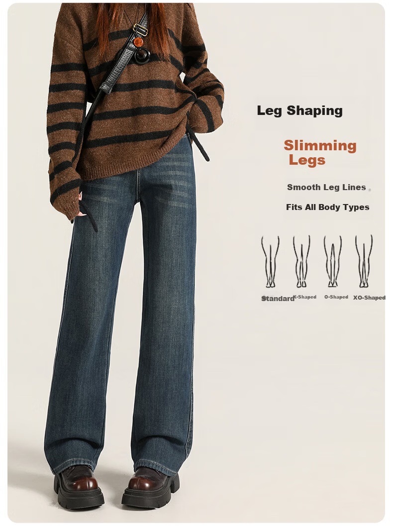 Langsha Women's Straight Leg Jeans 2026 Spring Autumn Loose High Waist Slim Wide Leg Trousers 9