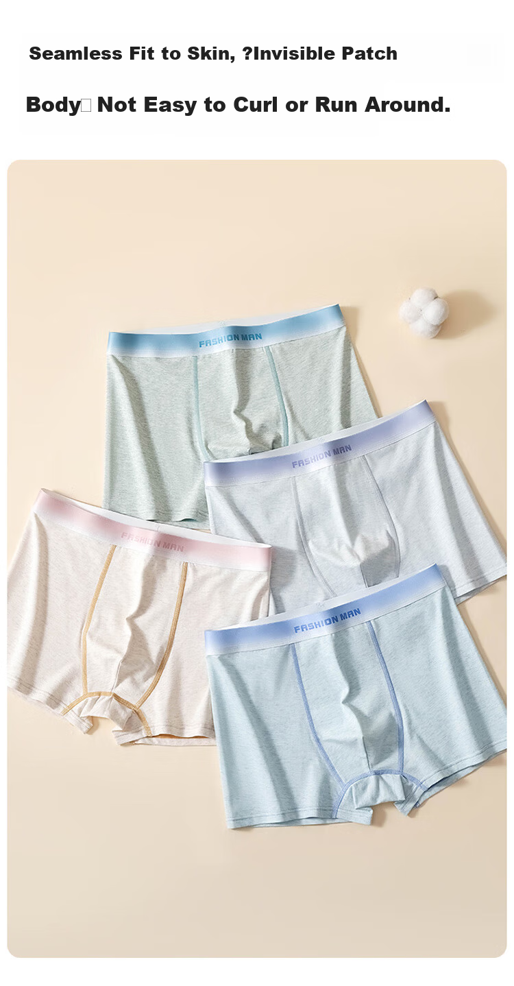 Hodo Boys' Cotton Boxer Briefs for Adolescents, Puberty Stage, Middle School, 4-Pack, Colorful Cotton, Size 170 7