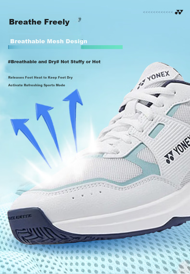 YONEX Badminton Shoes Shock Absorption Non-Slip Tennis Shoes Universal Power Cushion Fashion Sports Shoes SHTPAEX White/Green Size 44 4