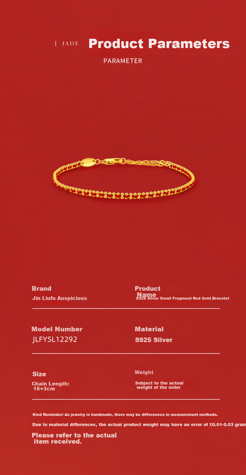 Jinliufu Auspicious Women's Bracelet S925 Silver Red Rope Lucky Bead Jewelry Birthday Gift for Girlfriend 3