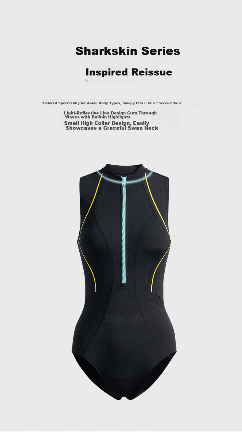 Speedo Black Label Hero 6.0 Sharkskin Aurora Slim Fit High Neck Sleeveless One-Piece Racing Training Swimsuit Black 34 1