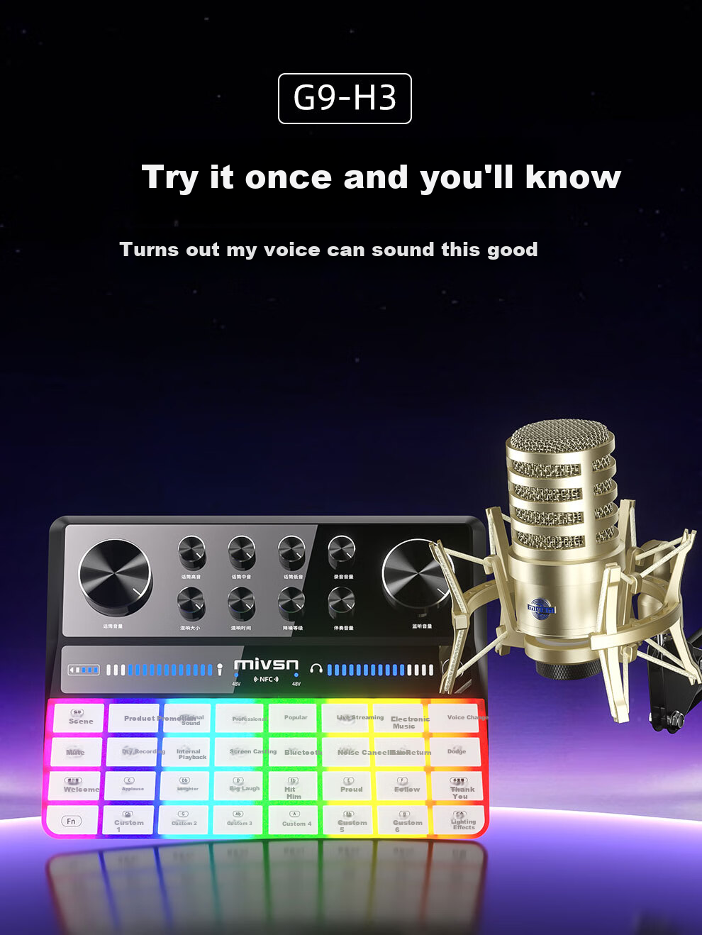 Meisheng G9 Sound Card Live Streaming Equipment Full Set K-Song Dedicated Douyin Host Singing Recording Mobile Computer Universal Professional Mixer Outdoor Wireless Microphone Condenser Microphone 2