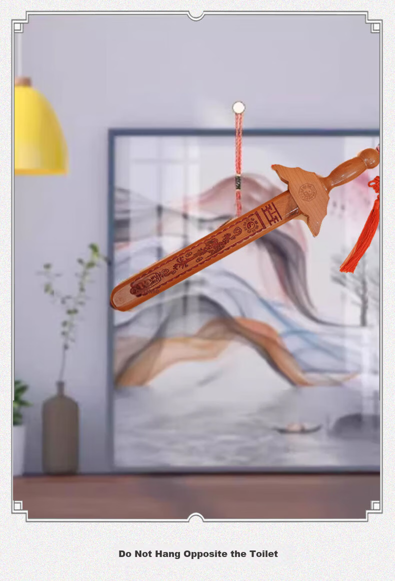 Yuanshi Jianggong Peach Wood Axe, Housewarming And Wedding Sitting Fortune Small Axe Pendant, New Home Living Room Decoration, Length Approximately 18cm 9