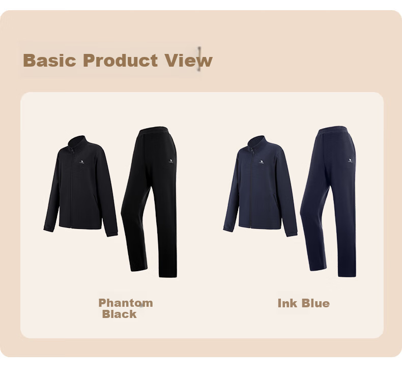 CAMEL Men's Casual Running Jacket with Stand Collar Long Sleeve Two-Piece Sports Set Y14CY0L2614 Phantom Black L 12