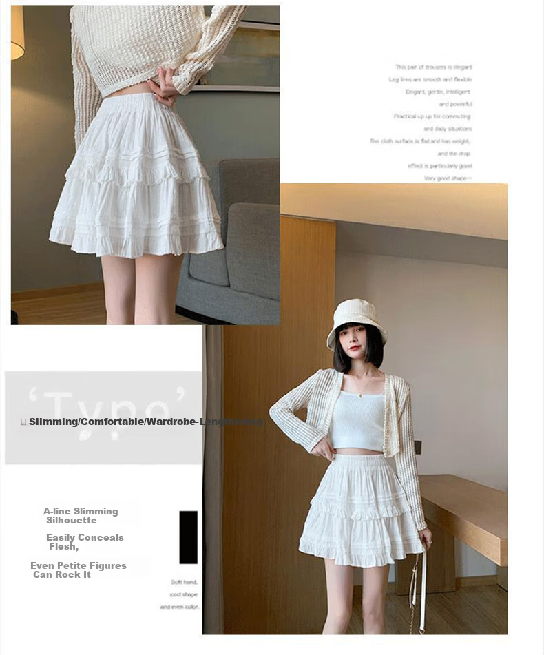 Langsha Lace Cake Skirt Women's 2026 New Ballet Style A-Line High Waist Sweet Puffy Mini Skirt 4