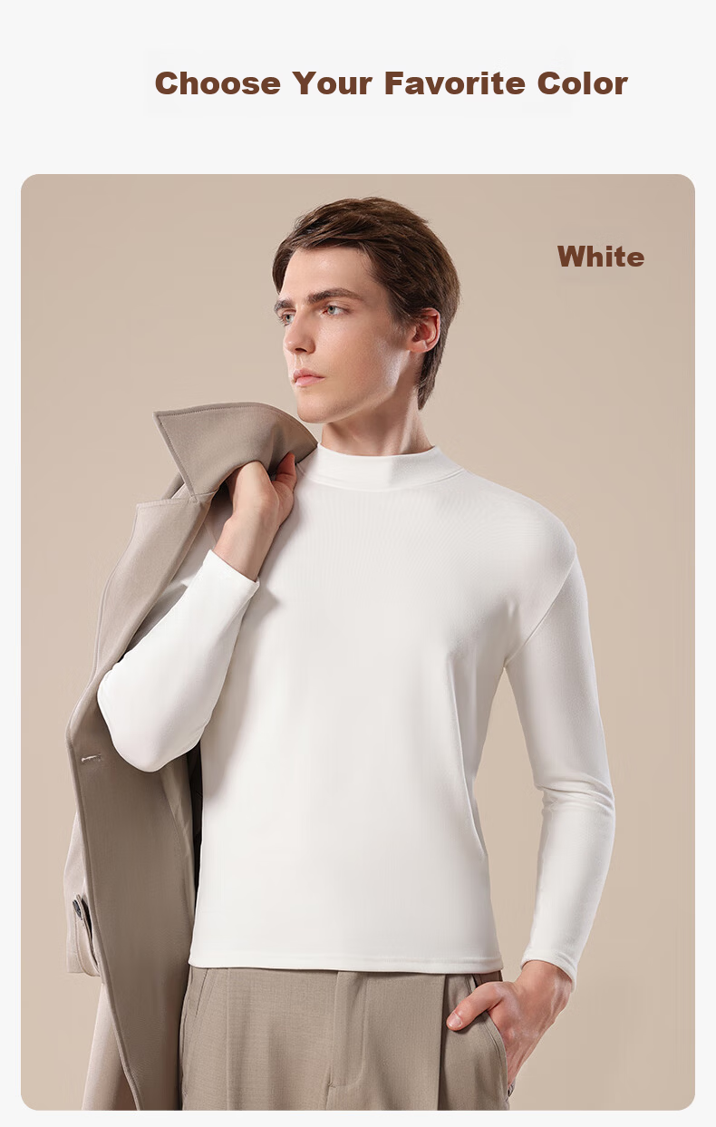 SNOWFLYING Men's Half Turtleneck Thermal Underwear Autumn Base Layer Fleece Thickened Long Sleeve T-Shirt 14