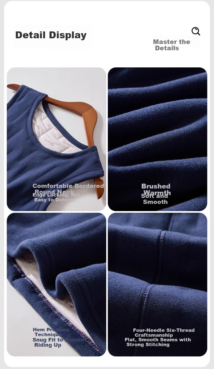 Caiyue Men's Wool-Filled Thermal Vest Thickened Cold-Resistant Heated Sleeveless Base Layer Waistcoat Autumn Winter 13