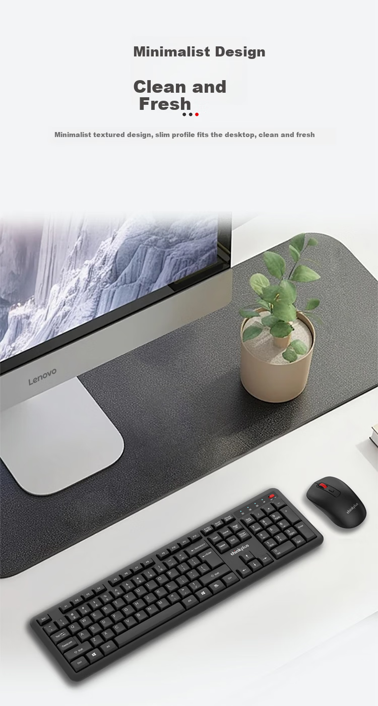 ThinkPlus Wireless Keyboard And Mouse Combo, Full-Size Keyboard, Classic Think Red Dot, Business Office, KM125 Pro 8