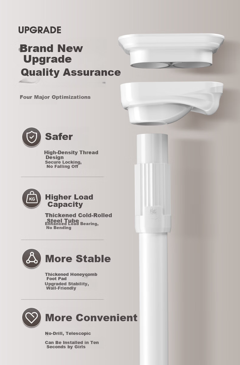 Cobbe No-Drill Retractable Clothes Drying Rod, Universal Collapsible Rod, Clothes Drying Rack, Suspended Support Pole, Drying Rod, Curtain Rod, Roman Rod 15