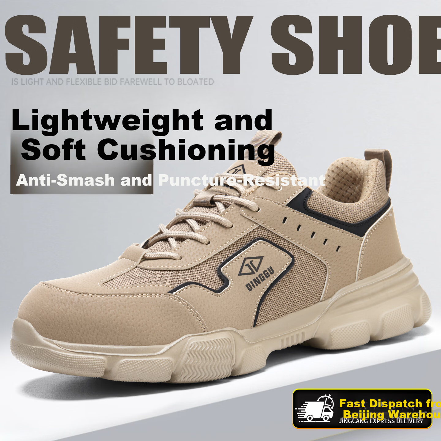 Dinggu Men's Safety Work Shoes Anti-Smash Anti-Puncture Durable Lightweight Comfortable Steel Toe JD1812MH38
