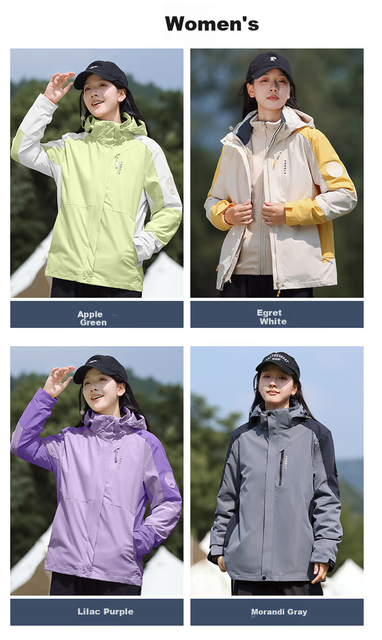 Jeanswest 3-in-1 Men's Outdoor Sports Mountaineering Camping Windproof Water-Repellent Jacket for Couples Spring 9