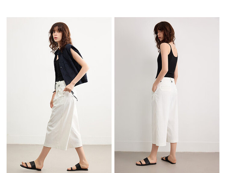 Demana [Light Workplace Style] Summer Simple Commuter Six-Point Straight Loose Versatile Petite Women's Casual Pants 11
