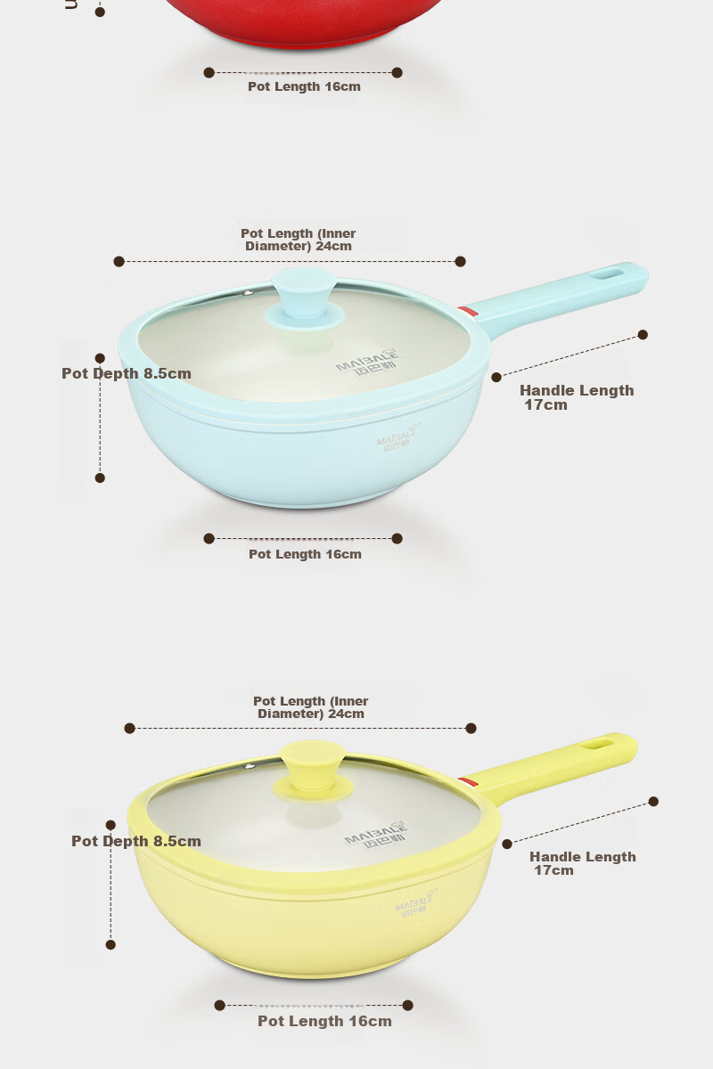 Maybale JD Exclusive Nie Yuan Titanium Ceramic Non-Stick Small Square Frying Pan Lightweight High-Value Goose Yellow 24cm 19