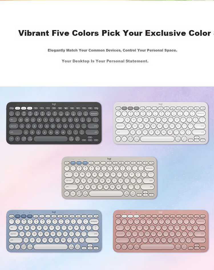 Logitech Stylish Series K390 Wireless Bluetooth Keyboard Ultra-thin Portable New Upgrade Sand Color 79 Keys 3