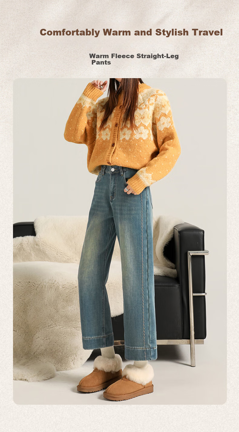 Langsha Women's 9/10 Length High-Waist Stretch Straight-Leg Loose Fit Wide-Leg Jeans Spring Summer New Style 1