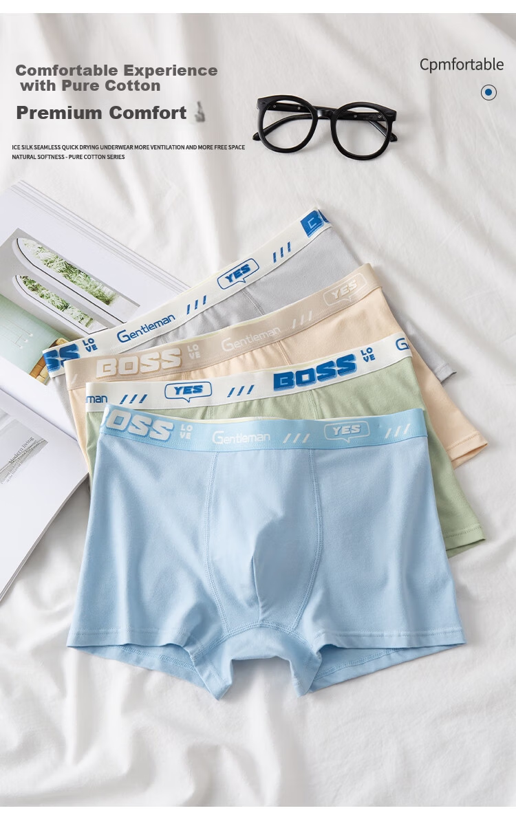 Dingguagua Youth Cotton Antibacterial Boxer Briefs for Boys, Teenagers, Middle School Students, Children's Four-Point Shorts 3