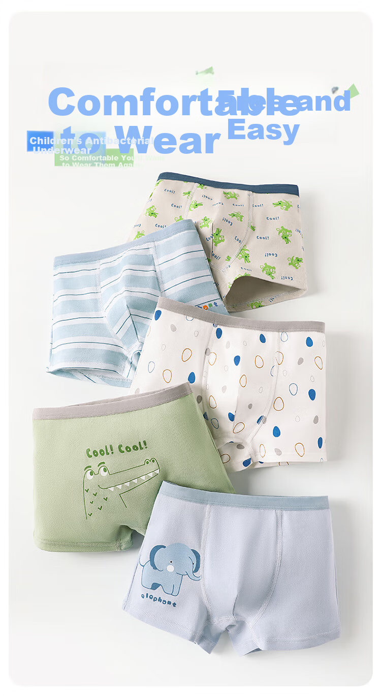 Bingxue Cotton Kids Boys Pure Cotton Class A Boxer Briefs 10A Antibacterial Four-Season Mid to Large Size Developmental Shorts 1