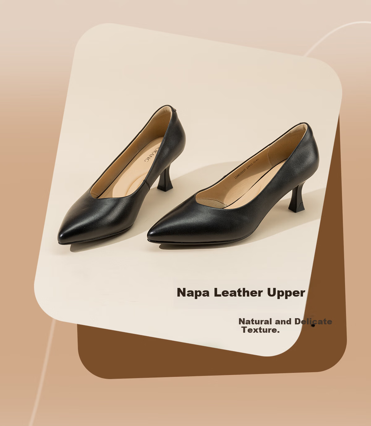 Aokang Official Women's Leather High Heels, Black Thin Heel Professional Work Shoes, OL Pointed Toe Low-Cut Pumps, Size 35 3