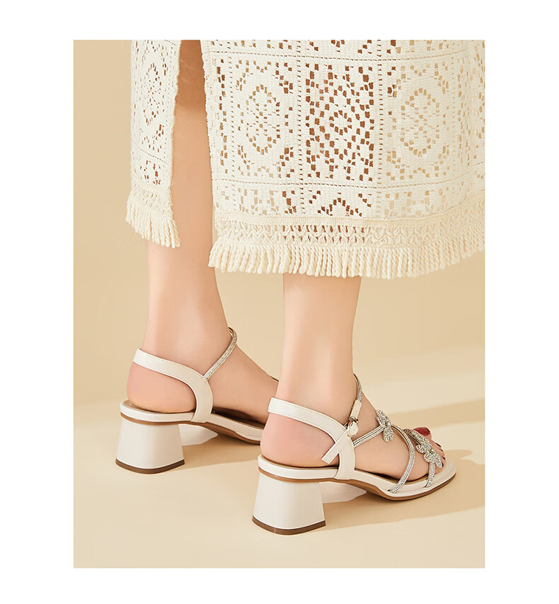 Daphne Women's Sandals Fairy Style Fashion Comfortable One-Strap Commuter Casual Lightweight Chunky Heel Height Increasing Sandals Beige Size 36 7