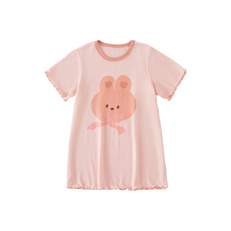 Xiyuan Girls' Summer Thin Antibacterial Bamboo Fiber Sleep Dress for 7-Year-Olds Cute Baby Nightgown