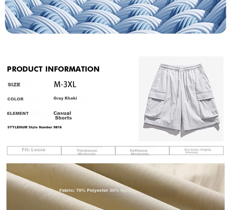 LangSha Men's Summer Breathable Lightweight Loose Casual Outdoor Quick-Dry Running Fitness Ice Silk Shorts 16