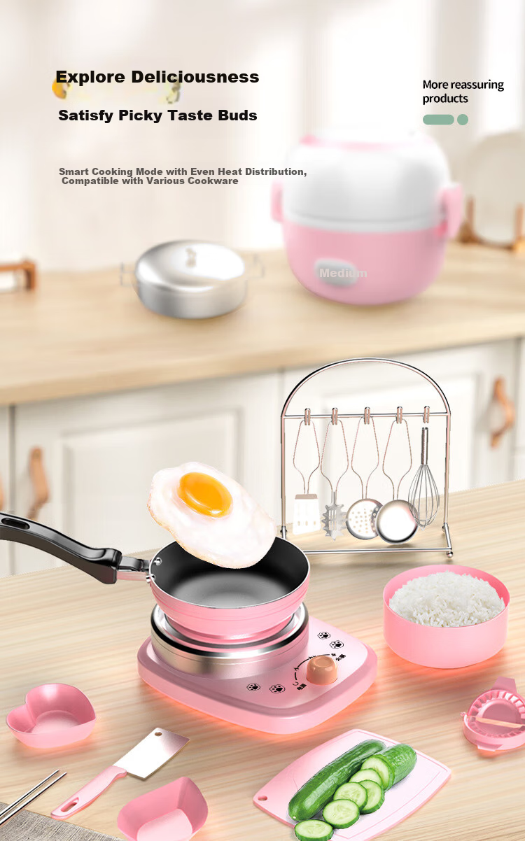 BULUQI Mini Kitchen Real Cooking Set Complete Cooking Toy for Girls Ages 7-14 Birthday Gift 7