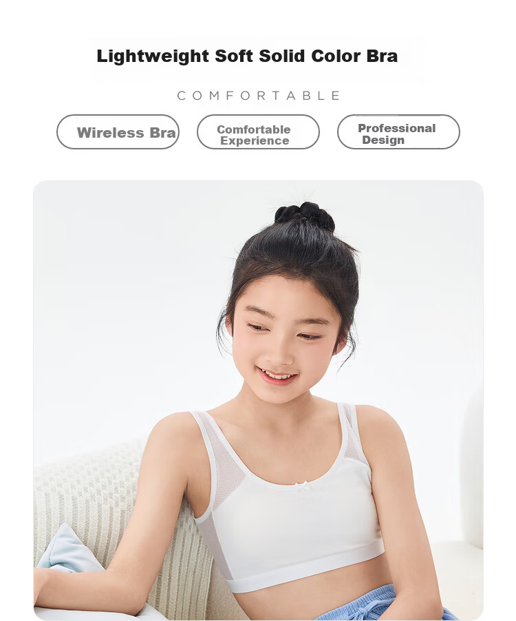Balabala Girls' Developmental Summer Mesh Children's Tank Top Bra Anti-Peek and Anti-Exposure 209225195002 1
