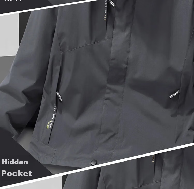 Pierre Cardin Men's Autumn Winter Casual 3-in-1 Windproof Outdoor Mountaineering Jacket Black 3XL 13