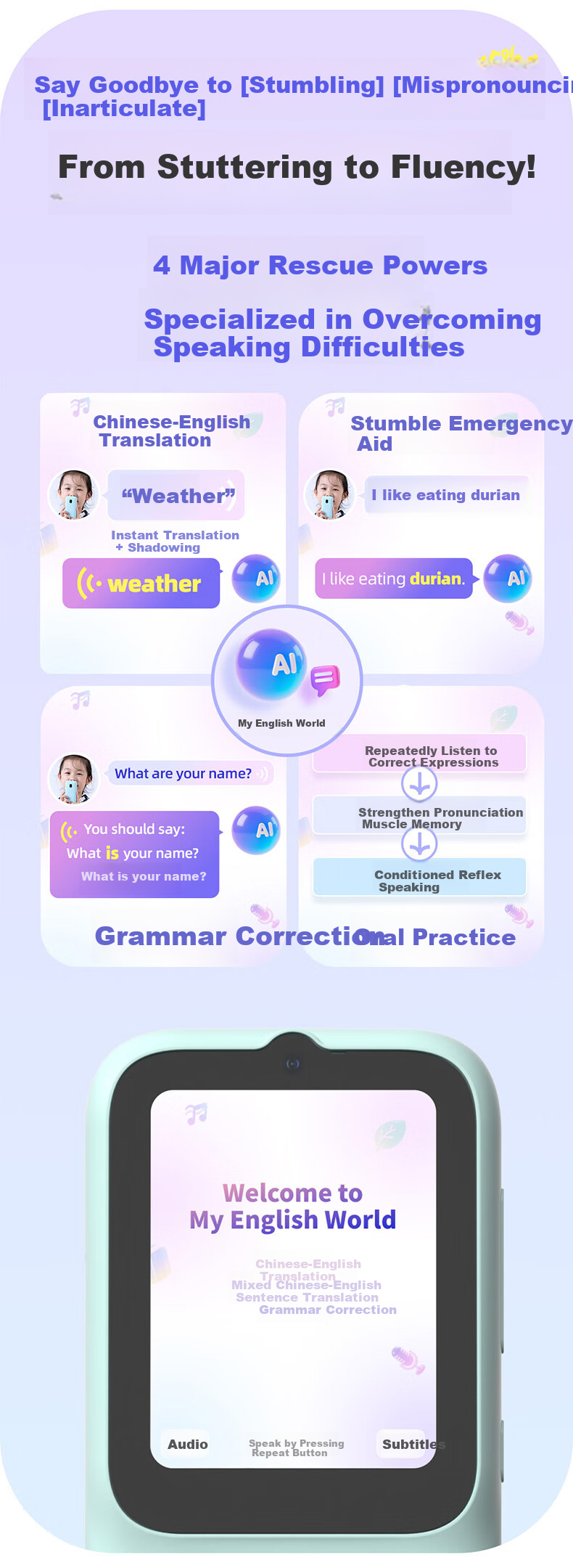 Listeneer K9Pro Hearing Aid English Listening Portable MP3 Ear Training Word Immersion Machine High School English Learning Device Story Companion Repeater Pink 128GB 4