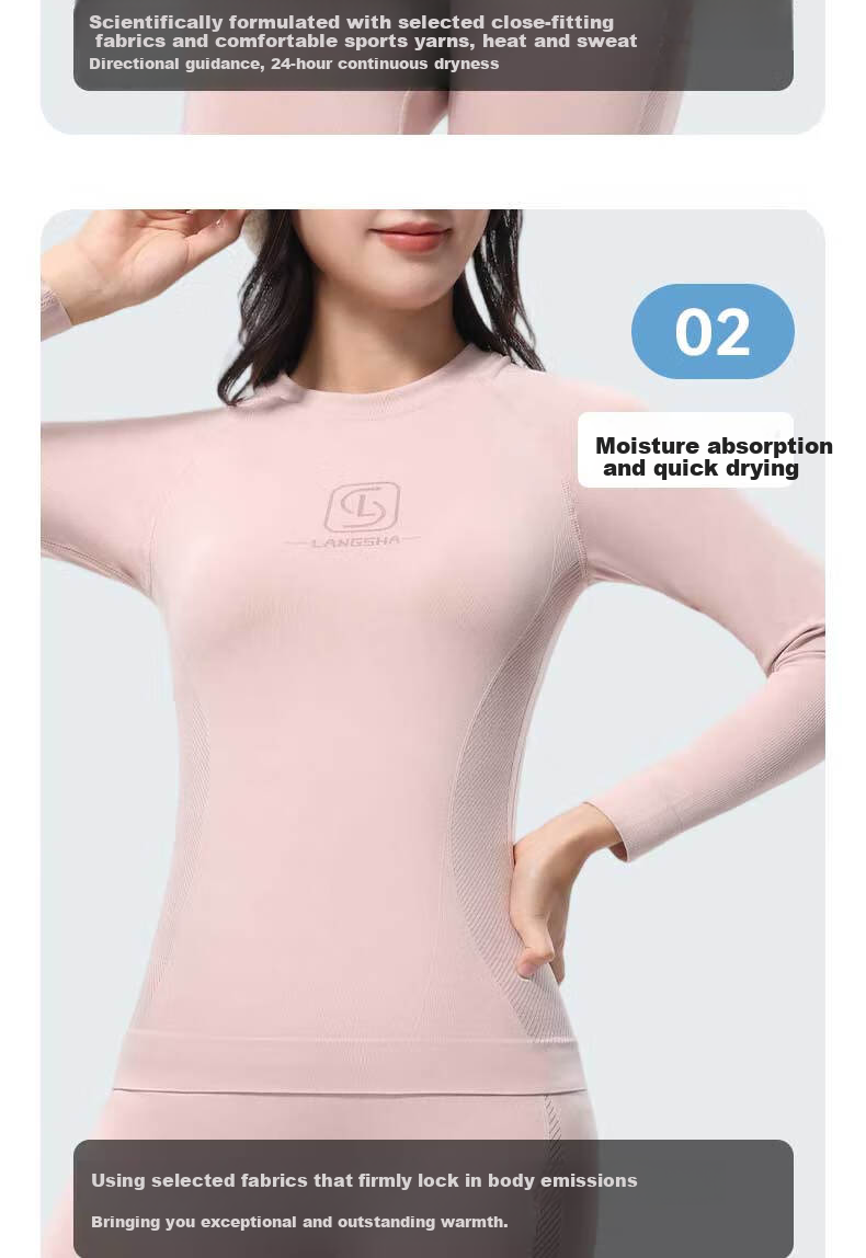 LangSha Women's Ski Quick-Dry Thermal Underwear Set Functional Antibacterial Breathable Moisture-Wicking Outdoor Sports Base Layer 4