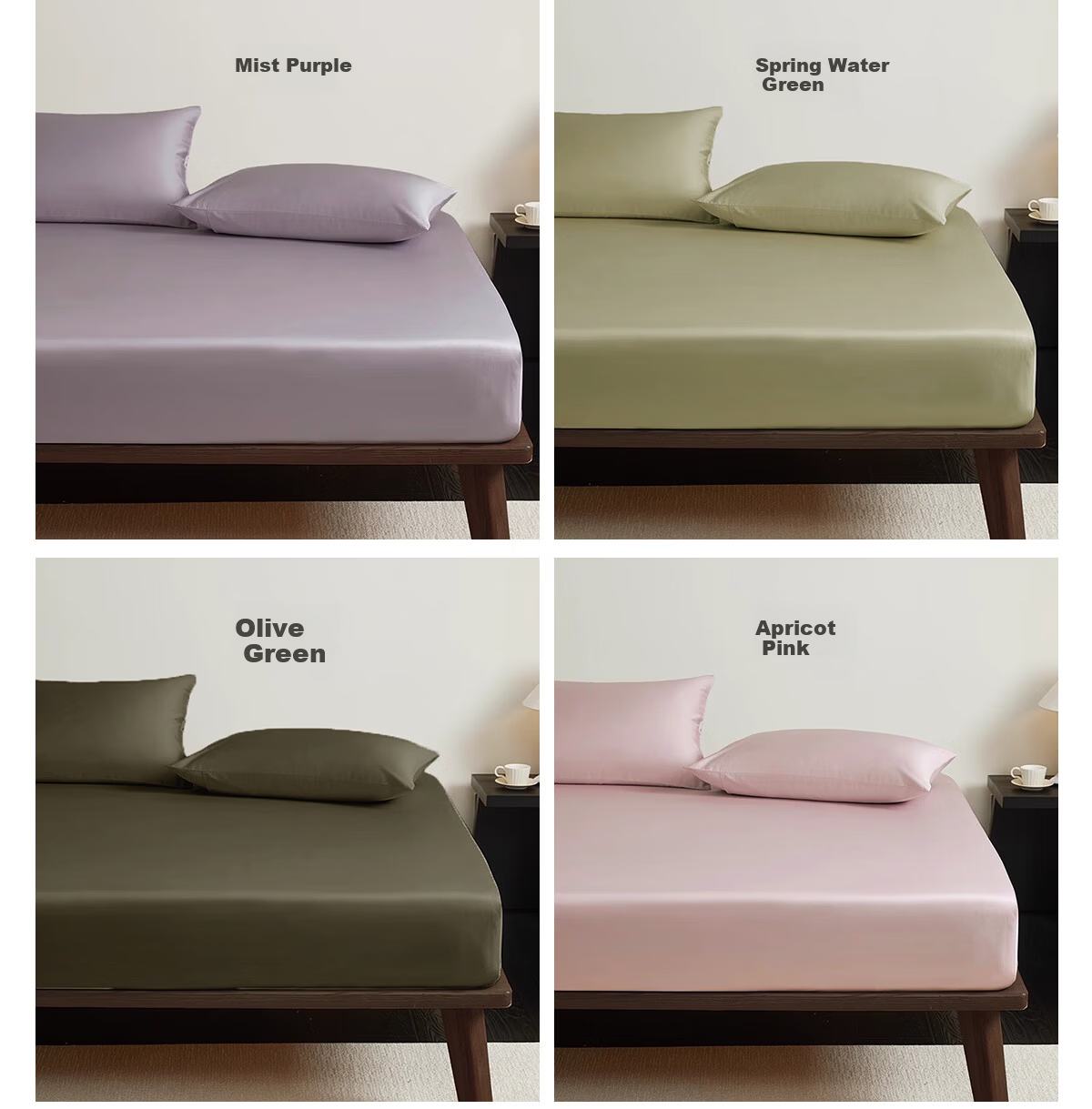 MIDO HOUSE Mingdu 60-Count Washed Cotton Fitted Sheet Single Piece Pure Cotton All-Season Double/Single 180*200+28cm Silver Gray 18