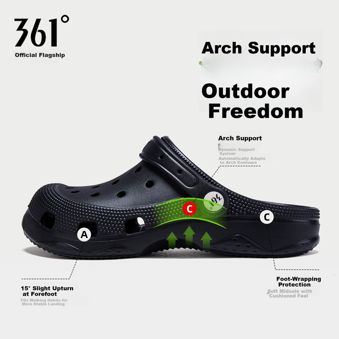 361° Casual Couple Flat Hole Shoes 2026 New Outdoor Wide Fit Casual Versatile Beach Shoes Men's Non-Slip Slippers