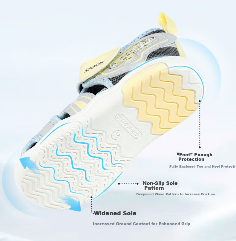 DR·KONG Toddler Walking Shoes Summer Breathable Closed-Toe Infant Sandals 2S13A2002BM Beige/Black Size 19 7