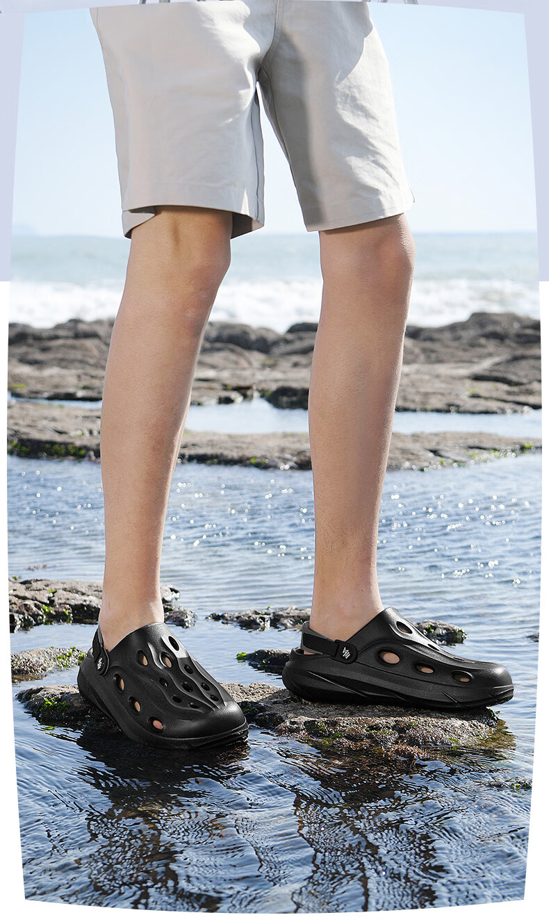 HLA Men’s Outdoor Sandals Hollow Beach Slippers K047/K061 Light Gray Size 44/45 (Dual Size) 7
