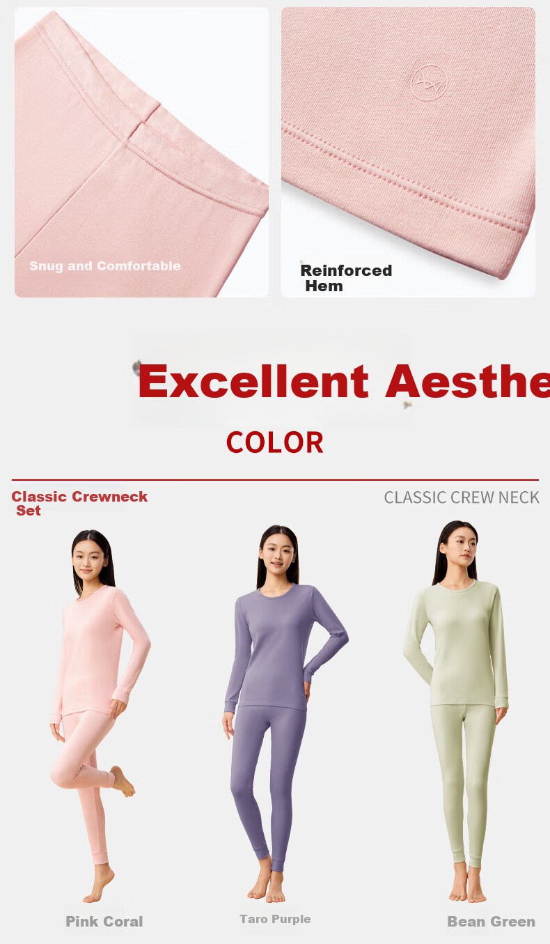 MiiOW [Class A Baby Cotton] Women's Autumn Long Johns 100% Pure Cotton 10A Antibacterial Soft Cotton Thermal Underwear Set 10