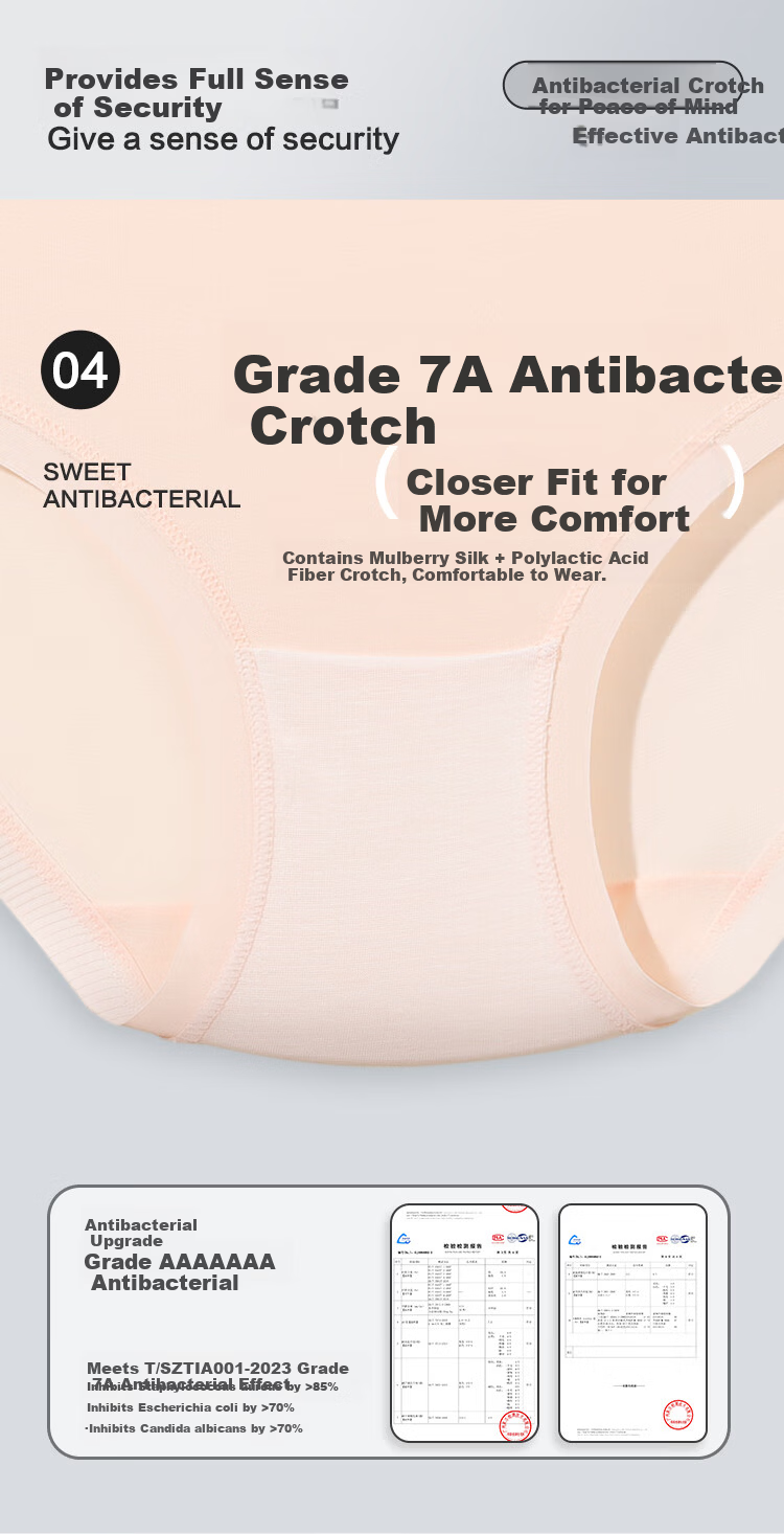 Hongdou Women's Underwear 7A Antibacterial Polylactic Acid with Silk Gusset 40S Cotton Spandex Triangle Panties 4-Pack 4
