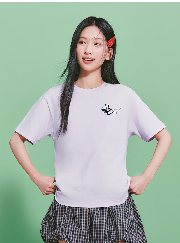 Semir BB Collaboration 100% Cotton Women's Short Sleeve T-Shirt 2026 Summer Breathable Loose Fit Crew Neck Top 109326100021 31