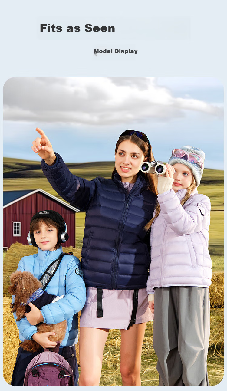 ASK JUNIOR Kids Down Jacket 25 Winter Boys Girls Duck Down Warm Lightweight Parent-Child Coat Black 110 16