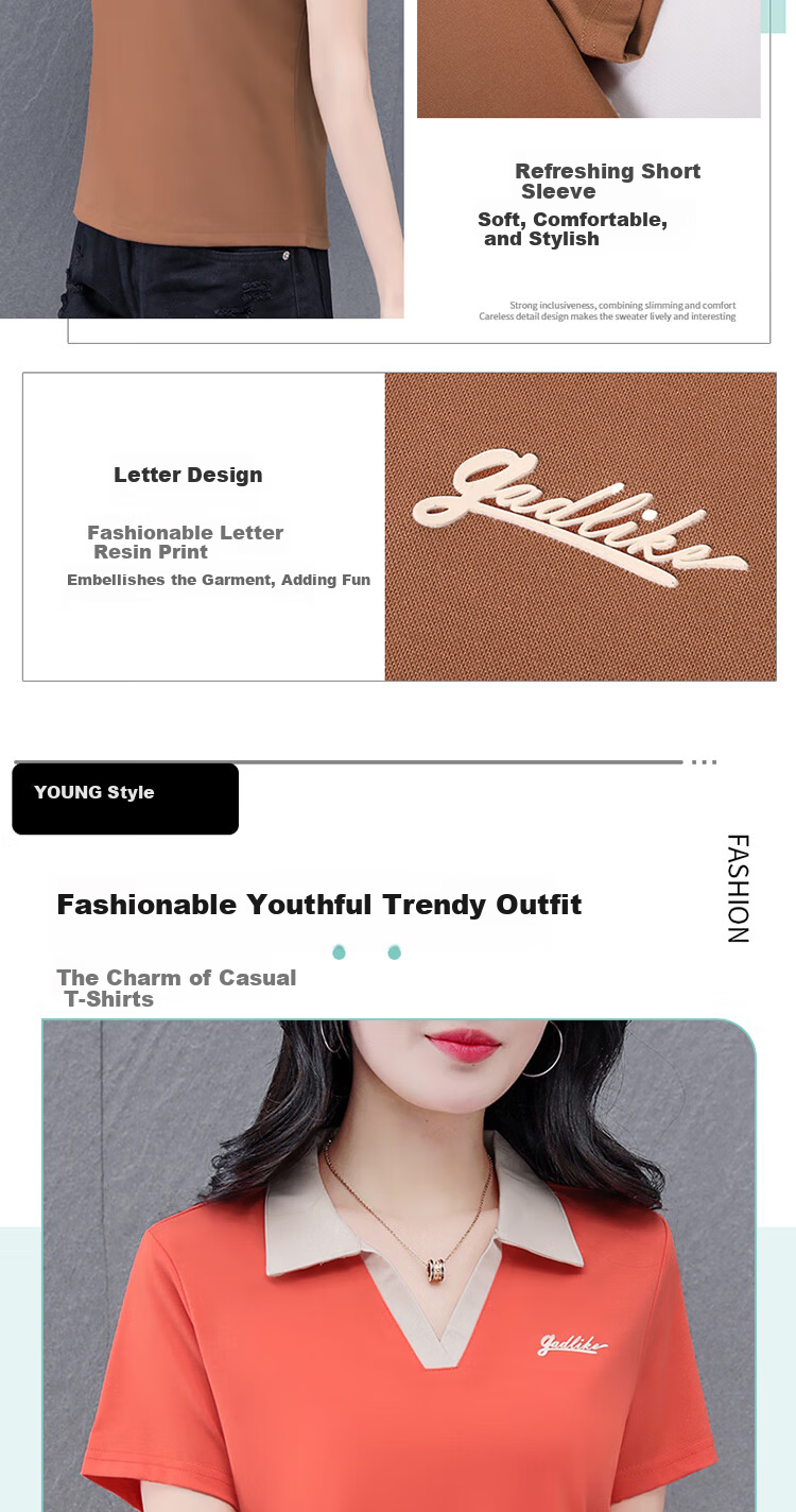 Woodpecker Women's Short Sleeve Polo Shirt Summer Ice Silk Slim Fit Breathable Sports Top Black M 5