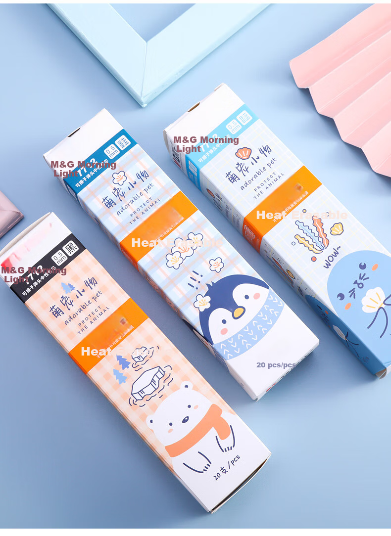 M&G Stationery 0.5mm Crystal Blue Erasable Gel Pen Refills Cute Pet Retractable Bullet Tip Signature Pen Refills 20pcs/Box 7712B2 10