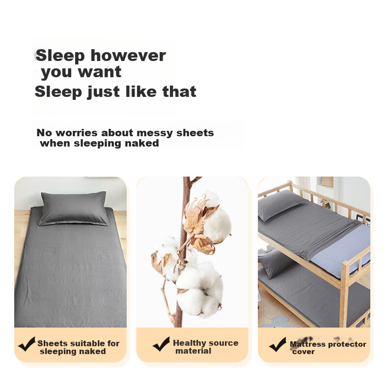 Yunjin Dormitory Mattress Protector Pure Cotton Fitted Sheet Full Coverage Mattress Cover Student Mattress Pad 90*200cm Premium Gray 2