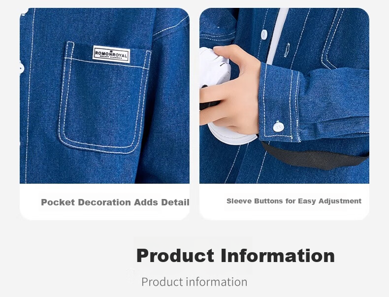 Romon Kids Denim Long Sleeve Shirt Boys Versatile Jacket Girls Blue Shirt Spring Autumn New Dark Blue 120 9