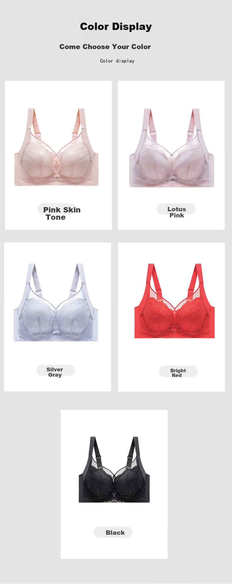 PBENO Women's Thin Bra 2025 New Summer Large Bust Minimizing Anti-Sagging Pink Beige 36/80BCD 13