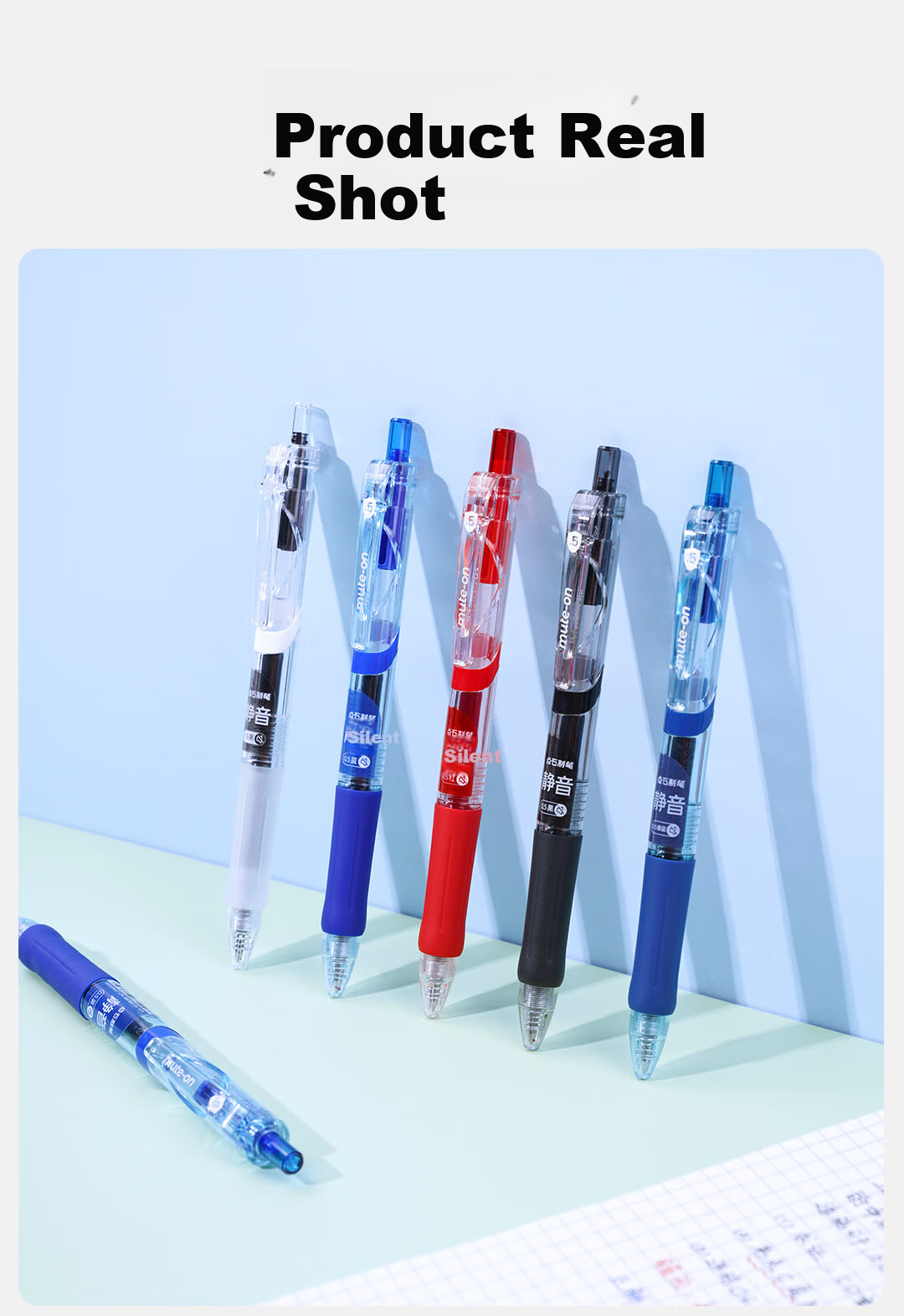 Dianshi Smooth Quick-Dry Retractable Gel Pen Silent Click 0.5mm Red Barrel 12-Pack for Students and Teachers Office Signature Pen 0107 Large Capacity 14