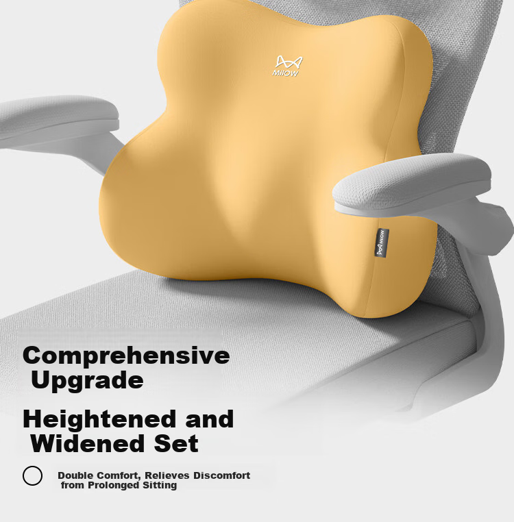 MiiOW Office Lumbar Support Cushion Seat Backrest Pillow Chair Headrest Waist Protection Cushion for Long Sitting and Nap 2