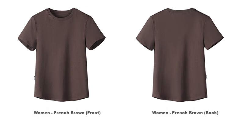 CAMEL Women's Classic Fit Solid Casual Cotton-Feel Short Sleeve Ice Cool Top C26BARLG016 French Brown M 30