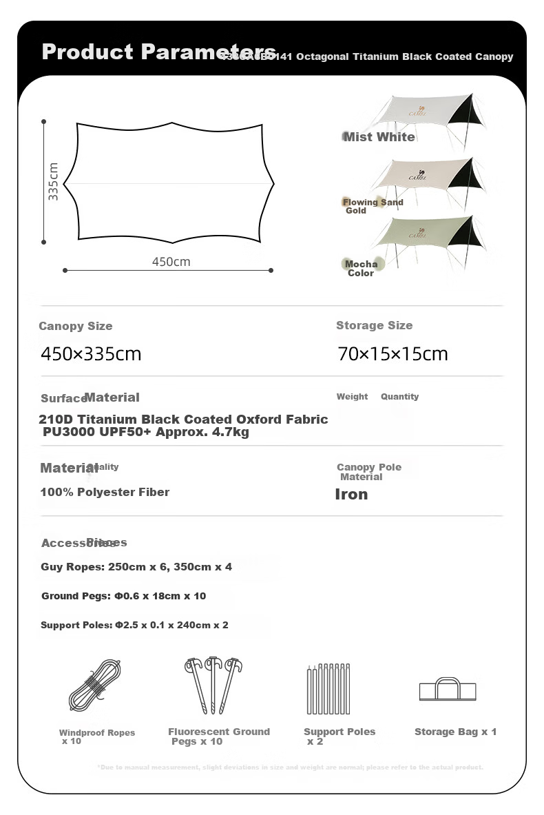 CAMEL Outdoor Titanium Black Gel Canopy Tent Camping Sun Protection Rain Shelter Equipment 133CA6B014 29