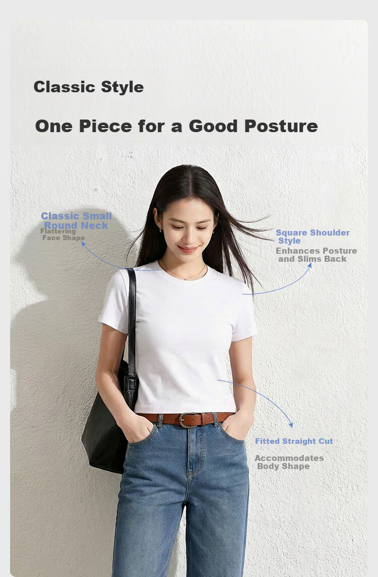 JD Jingzao Women's Short Sleeve Crew Neck T-Shirt 26 Spring New Trend Xinjiang Cotton Base Shirt Black S 3