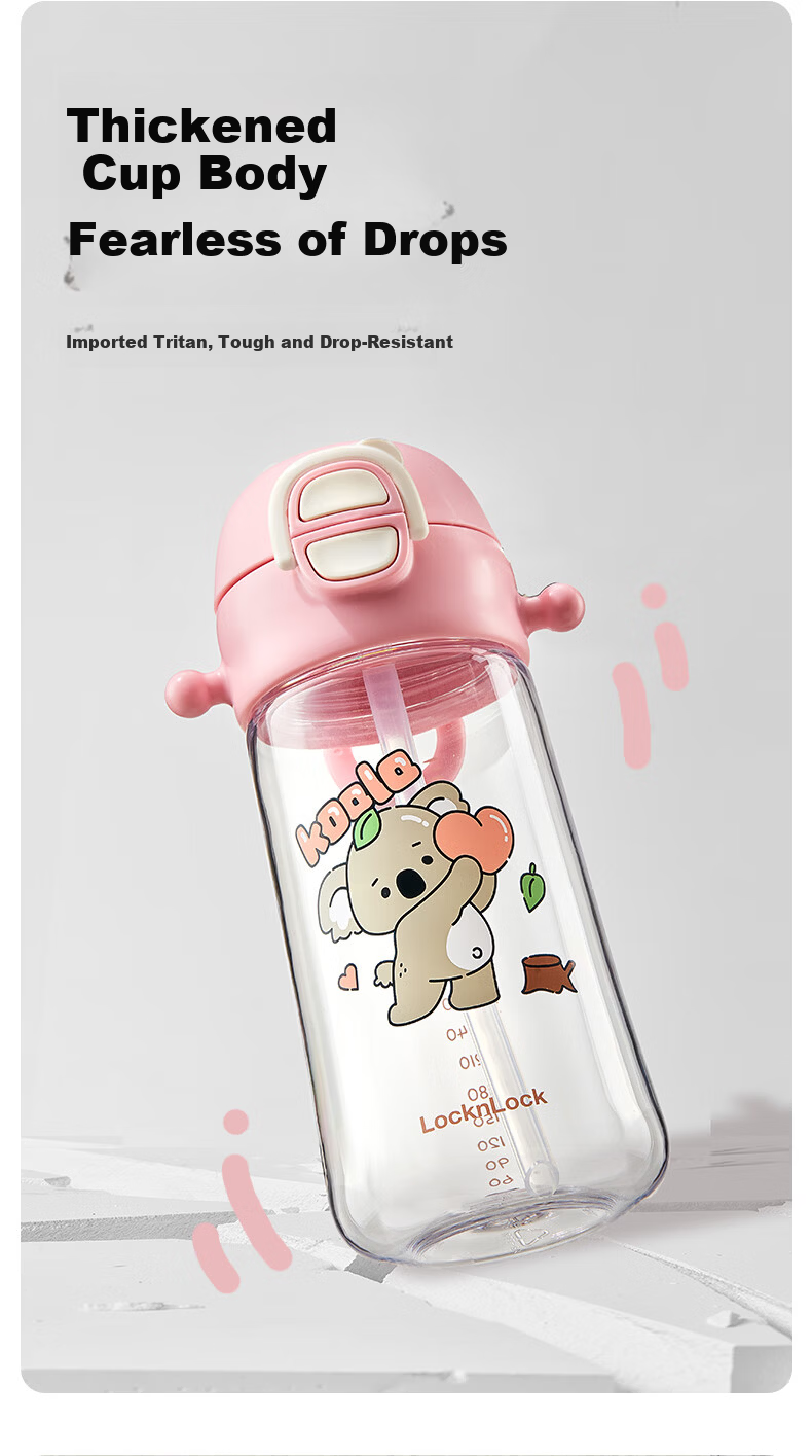 Lock&Lock Kids Water Bottle 3-6 Years Old Kindergarten Straw Cup Primary School Direct Drinking Bottle 8